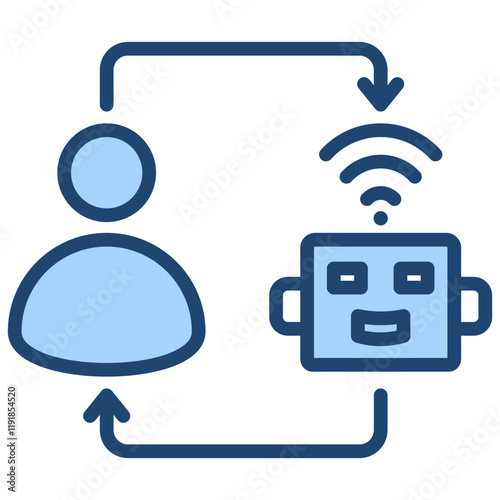 Collaborative Robot Icon Lineal Blue Style