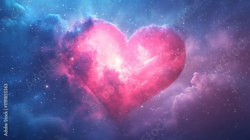 A heart-shaped nebula glows in the cosmos, a stunning celestial image representing love and romance.