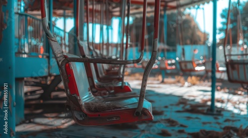 Wallpaper Mural An abandoned amusement park ride with worn seats and a nostalgic atmosphere. Torontodigital.ca