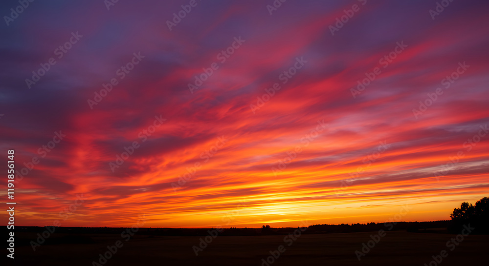 As the sun sets, the summer sky transforms into a breathtaking canvas of fiery red and orange, resulting in a magnificent crimson horizon.
As the sun sets, the summer sky transforms into a breathtaking canvas of fiery red and orange, resulting in a magnificent crimson horizon.