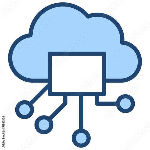 Edge Computing Icon Lineal Blue Style