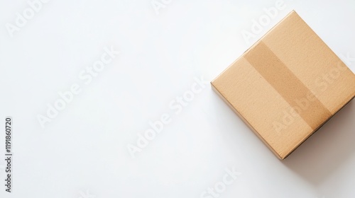 Brown cardboard box on a clean white background, minimalist packaging concept suitable for shipping, delivery, e-commerce, or storage use in various settings