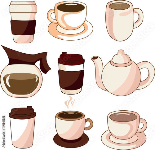a cup of coffe.Vector Images of Drinks: Coffee Cups, Coffee Mugs, Hot Beverages, Coffee Pot, Hot Drinks Illustration