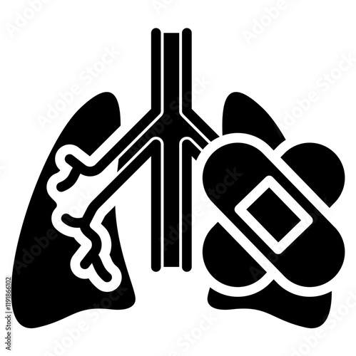 Lung Compliance Icon Black Style