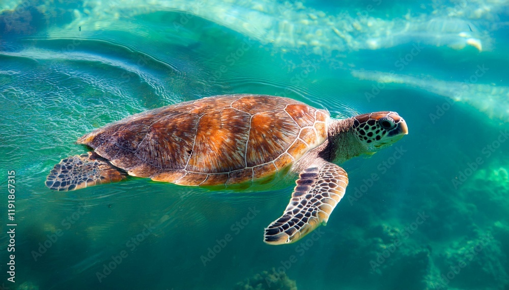 Obraz premium 水中を優雅に泳いでいる亀