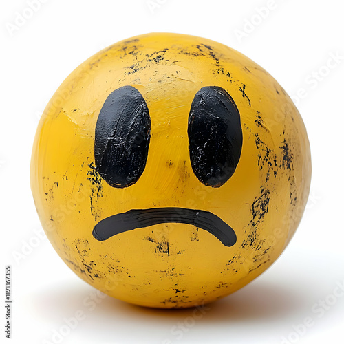 Sad Face Yellow Sphere Illustration photo