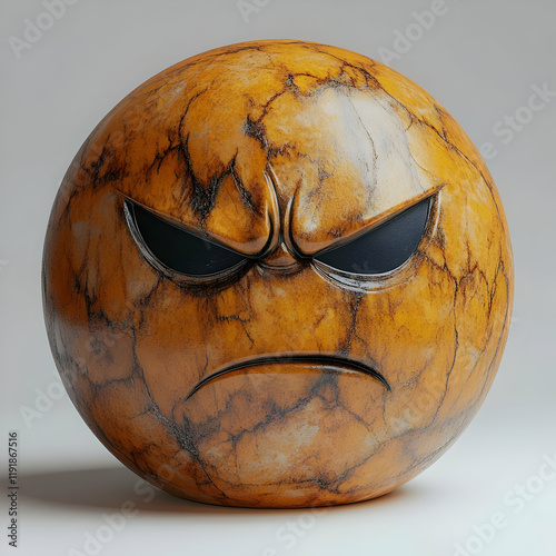Angry 3D Stone Sphere Illustration