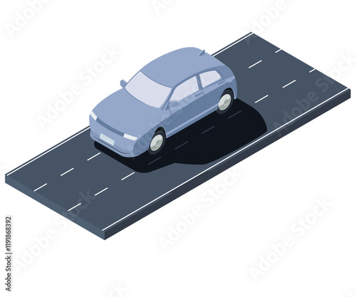 The car is driving on the road stock illustration