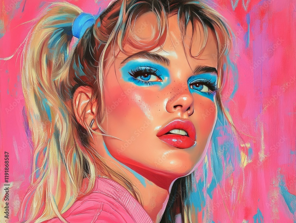 Obraz premium Pop Art Masterpiece with Retro-Futuristic Vibes