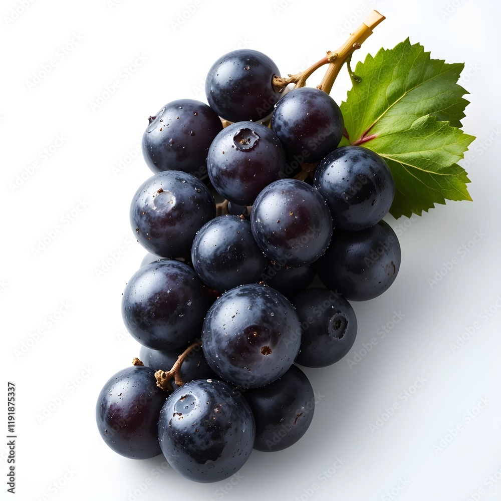 Fototapeta premium black grapes fresh fruit and white background 