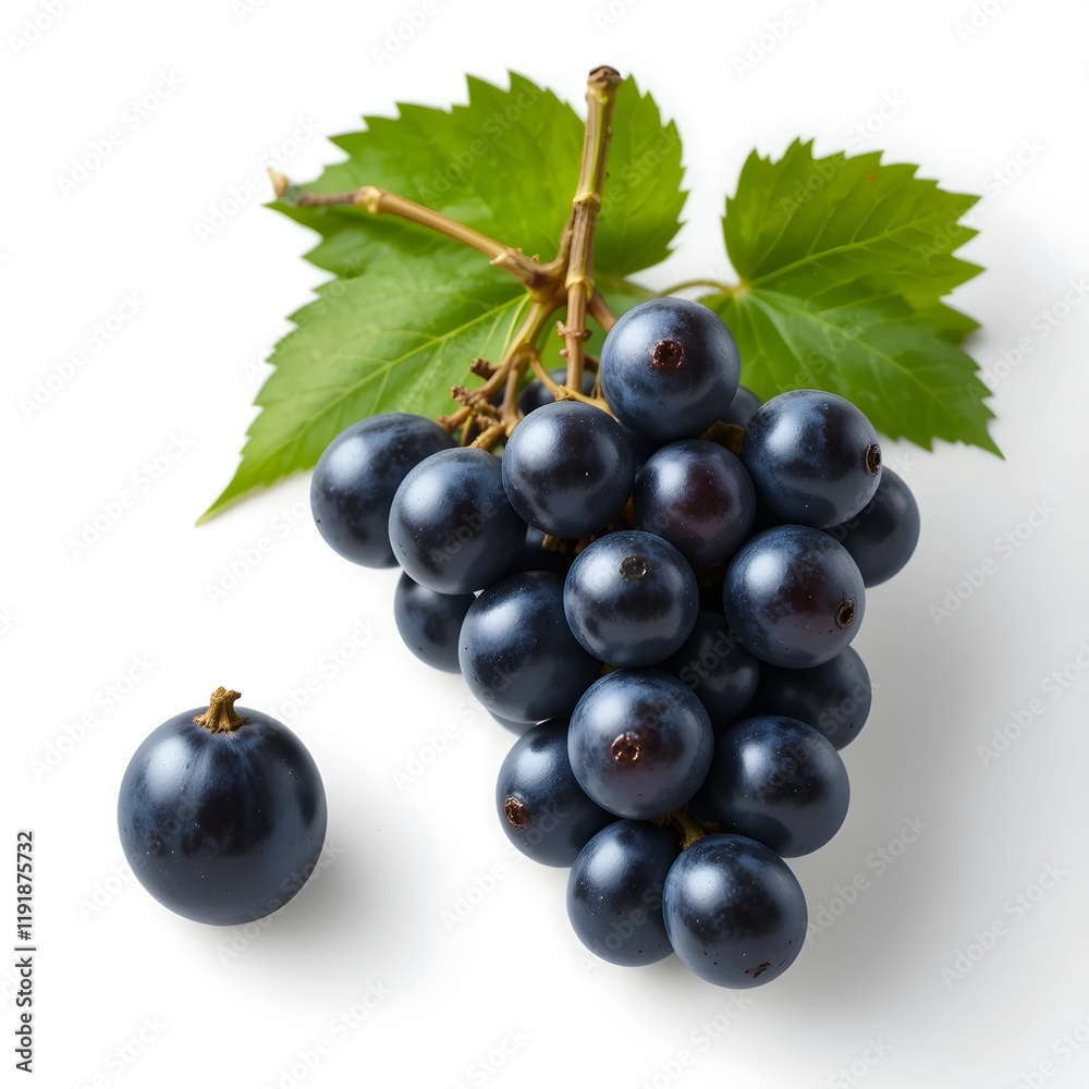 Fototapeta premium black grapes fresh fruit and white background