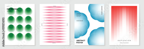 Modern gradient poster background vector set. Minimalist cover template with vibrant perspective geometric prism shapes in motion. Ideal design for social media, cover, banner, flyer.