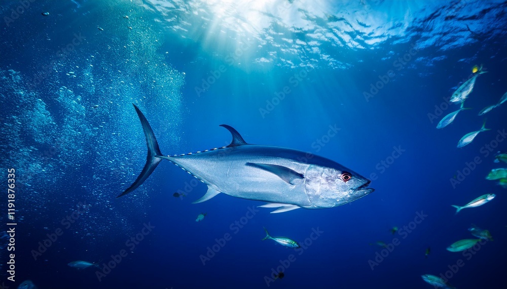 Fototapeta premium 水中を泳いでいるマグロ