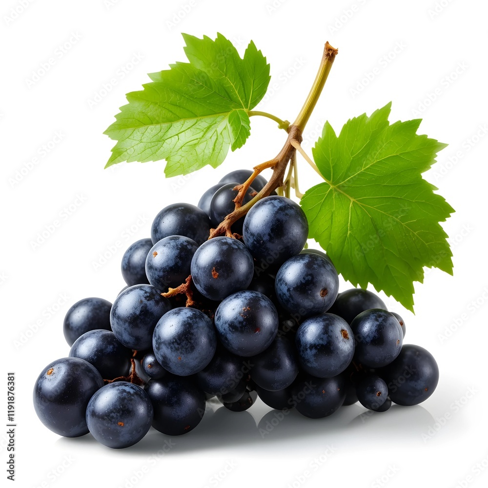 Fototapeta premium black grapes fresh fruit and white background 
