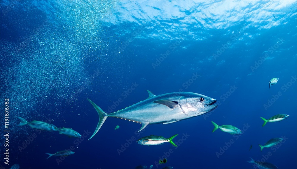 Fototapeta premium 水中を泳いでいるマグロ