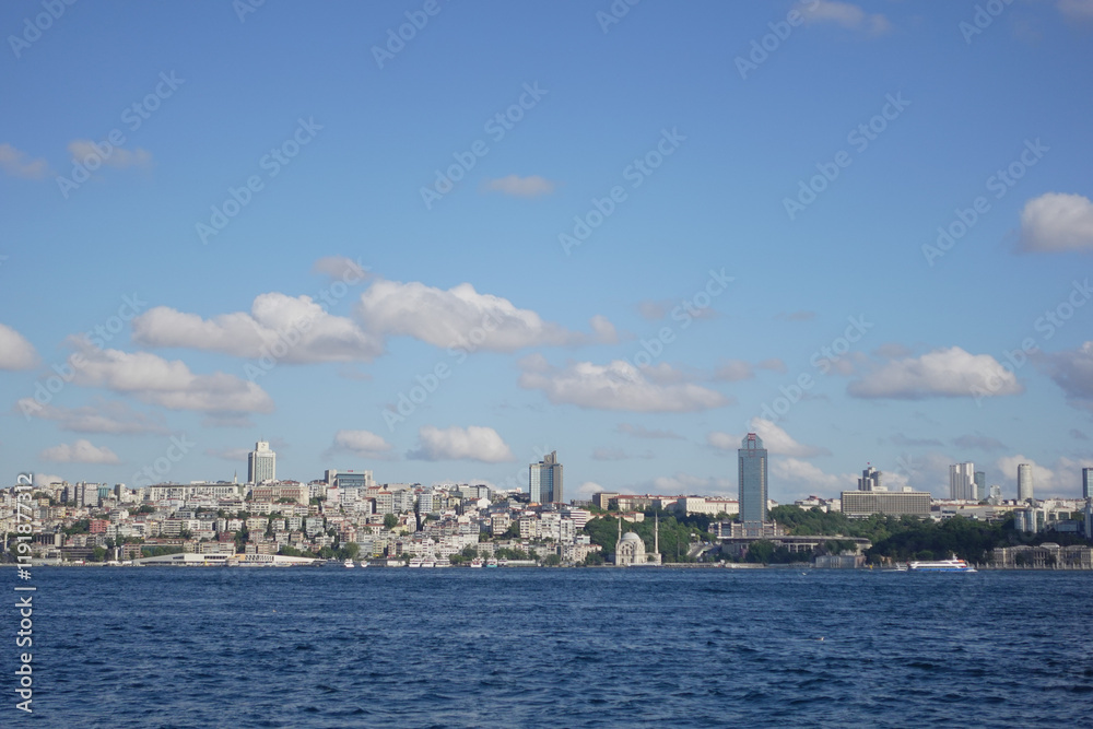 Enjoy the stunning scenic view of the Istanbul skyline over the Bosphorus Enjoy the stunning scenic view of the Istanbul skyline over the Bosphorus