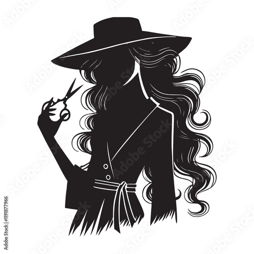 Fashion Designer Silhouette Vector Illustration, Solid White Background.