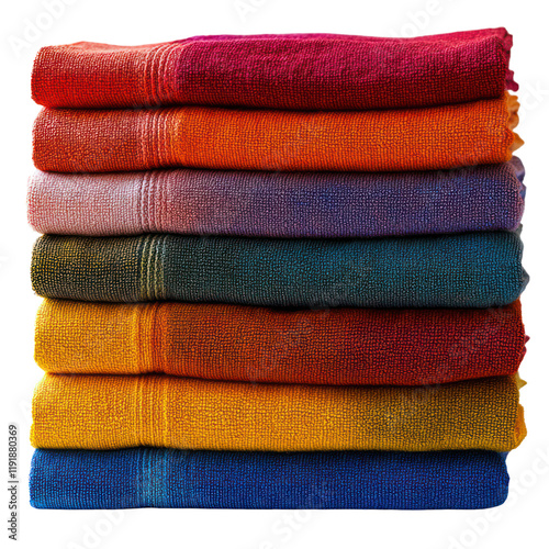 Stack of Colorful Towels,  A Vibrant Textile Arrangement