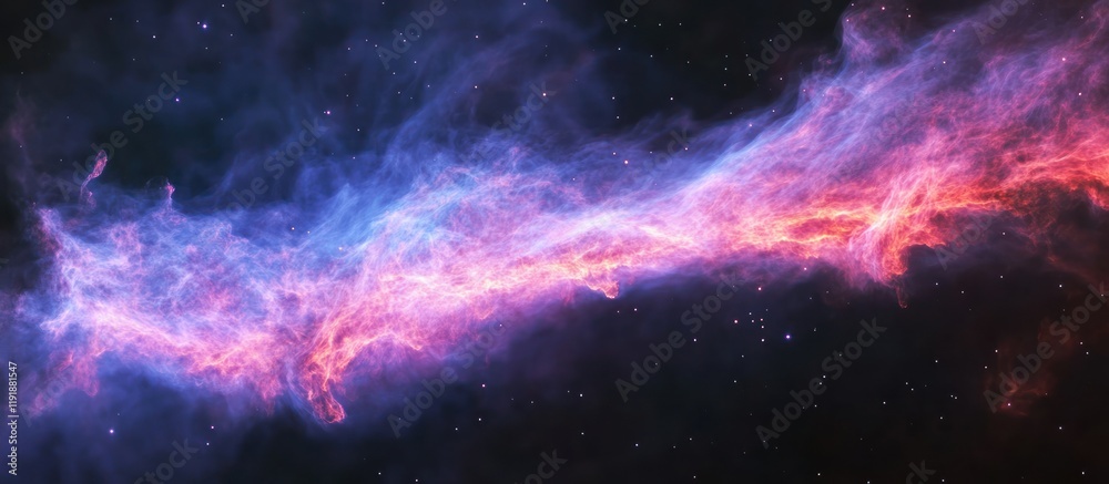 Naklejka premium Cosmic nebula with pink and blue hues.