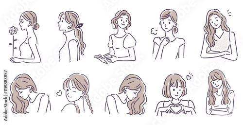 女性・女の子のイラスト素材セット