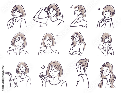 女性・女の子のイラスト素材セット