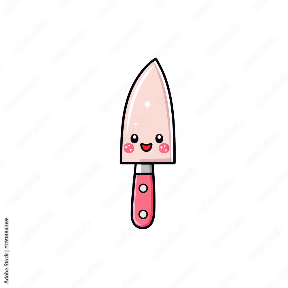 Cute Kawaii Knife with Rosy Cheeks and Sparkles Cute Kawaii Knife with Rosy Cheeks and Sparkles