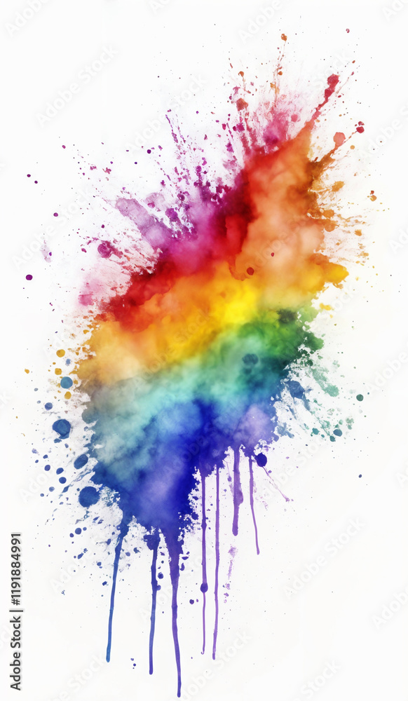 Fototapeta premium Rainbow watercolor splash on white