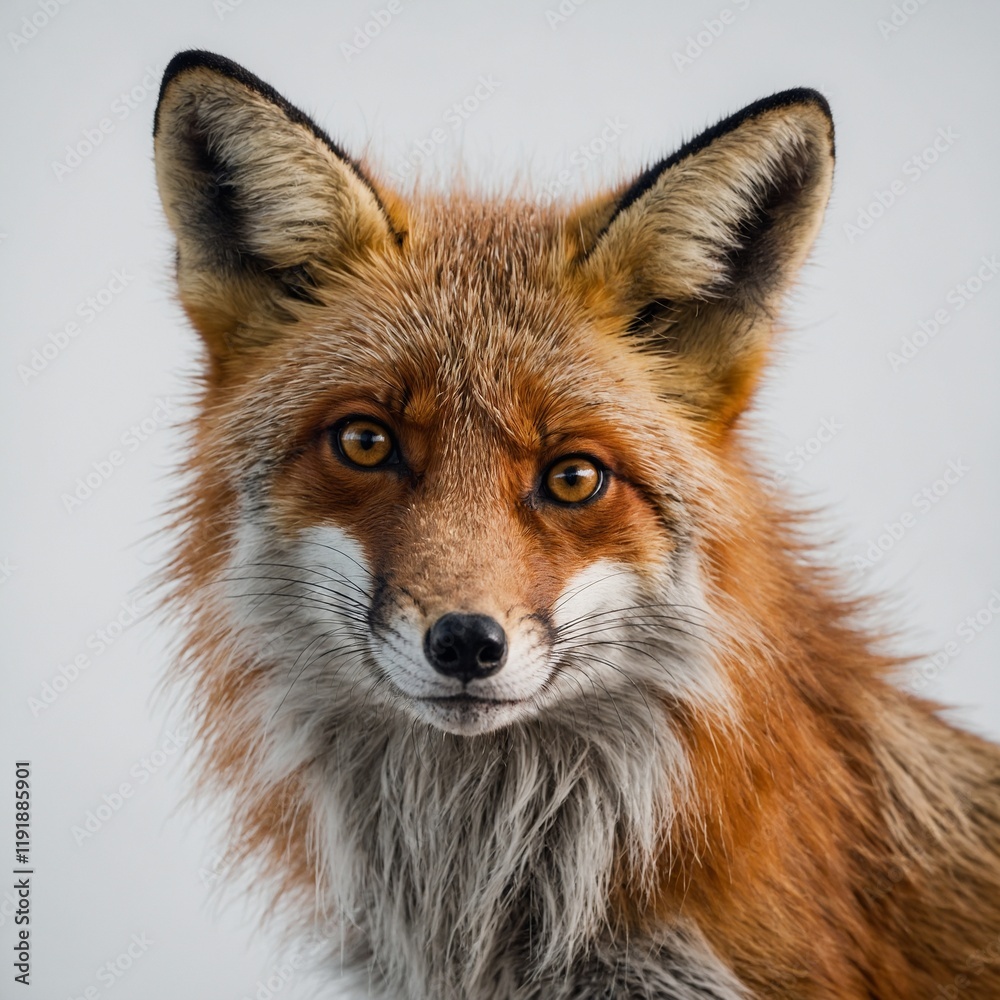 Obraz premium A curious fox tilting its head on a white background.