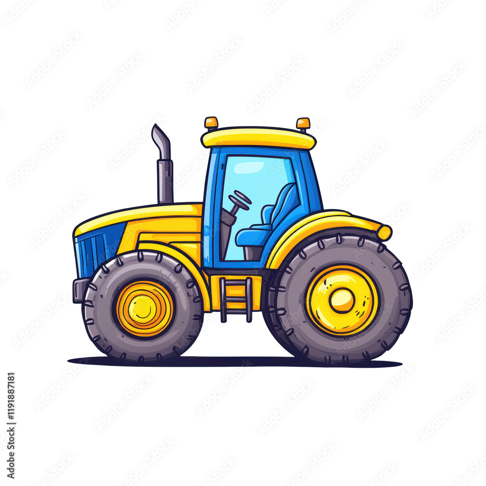 Fototapeta premium Playful Kawaii Tractor Clipart for Farm Equipment