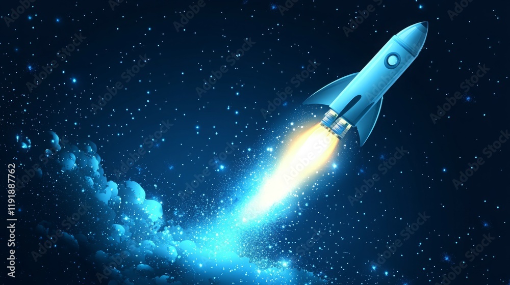 Fototapeta premium Rocket launching into space, a journey of exploration and innovation.