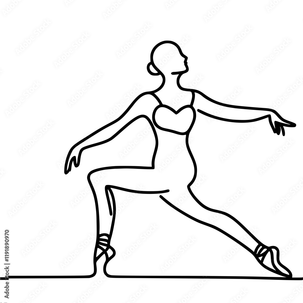 Line vector contour simple minimalistic drawing of a man in a yoga pose, a ballet dancer in a pose with an extended leg and raised arms, emphasizing elegance and flexibility. Line vector contour simple minimalistic drawing of a man in a yoga pose, a ballet dancer in a pose with an extended leg and raised arms, emphasizing elegance and flexibility.