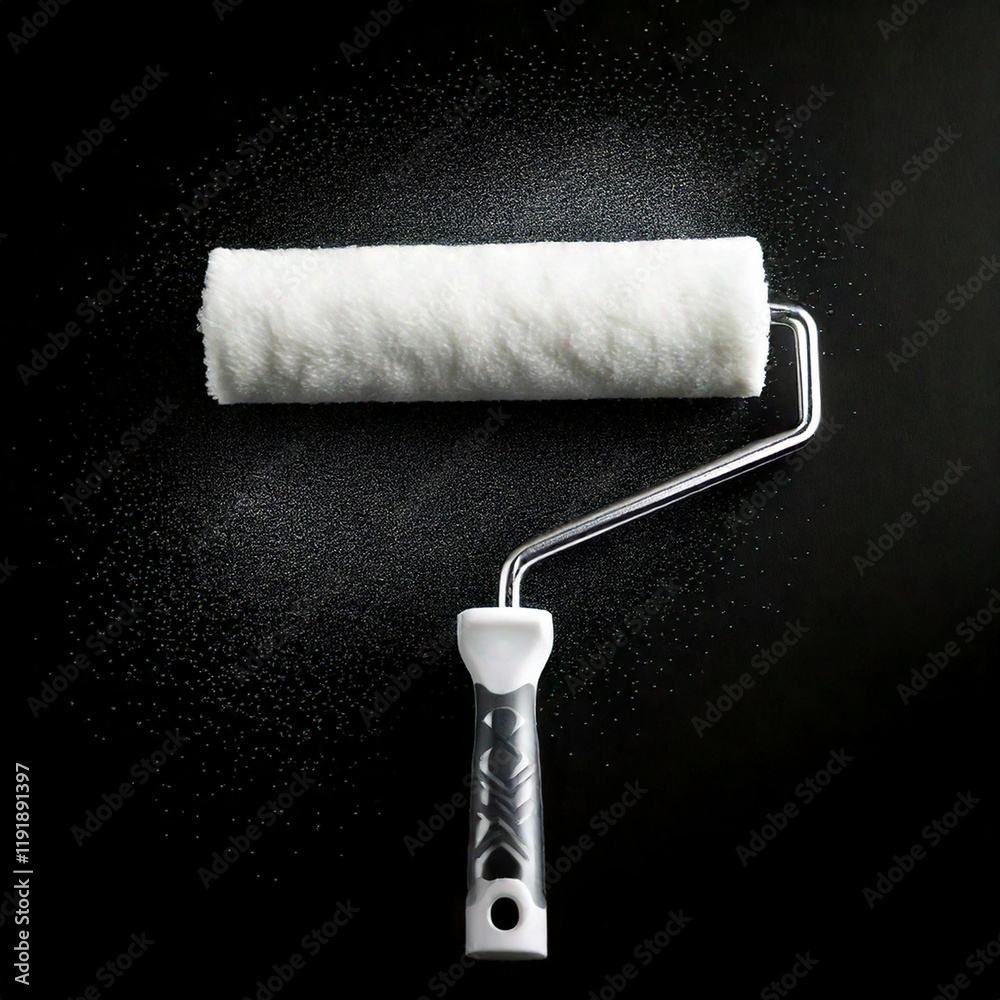 Obraz premium A paint roller isolated on a black background 