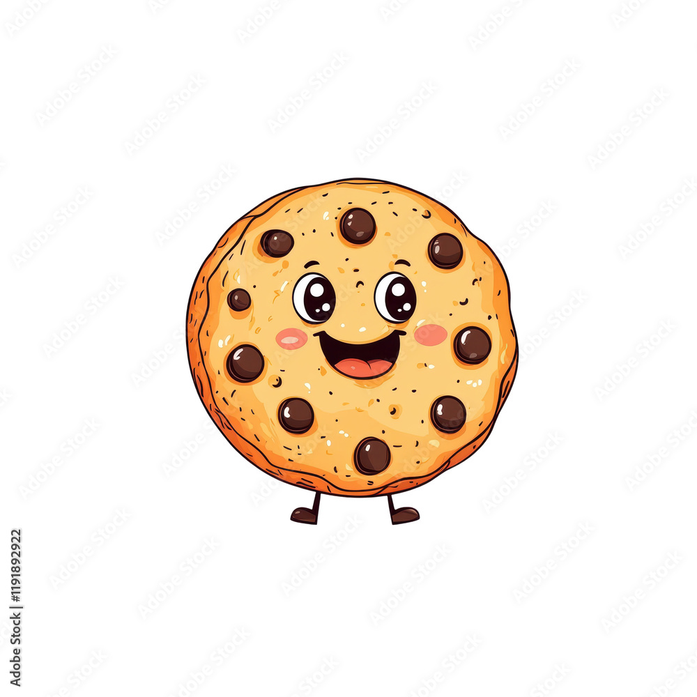 Obraz premium Kawaii Smiling Cookie Clipart Illustration
