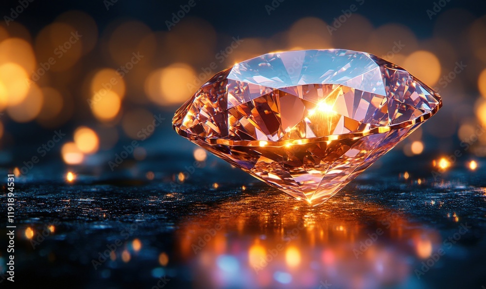 Glowing diamond, dark background, brilliant sparkle. Glowing diamond, dark background, brilliant sparkle.