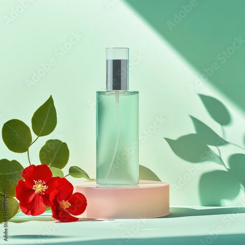 Minimalist Perfume Bottle with Greenery photo