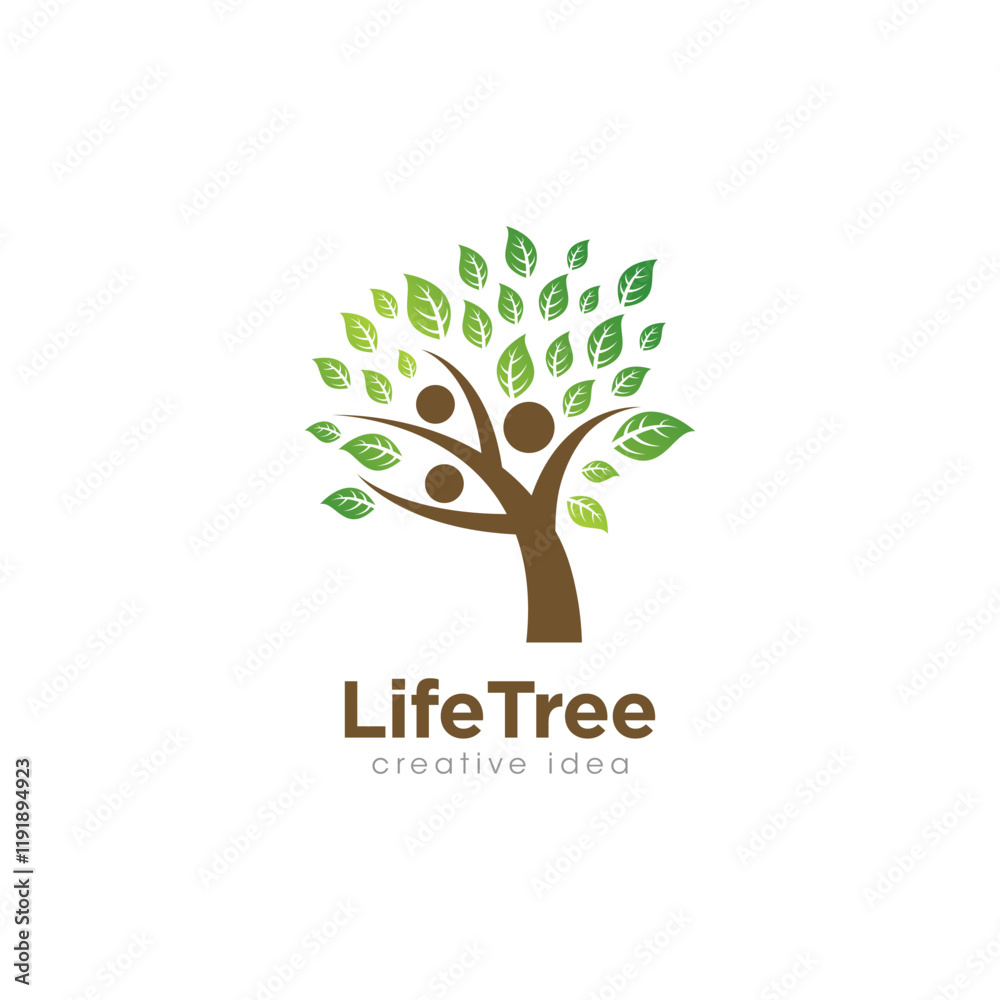Obraz premium Creative People Tree Concept Logo Design Template
