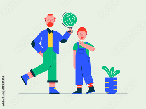 Teacher is teaching homeschooling. Homeschooling illustrations. Flat vector illustrations