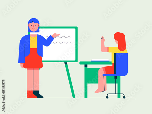 Teacher is teaching homeschooling. Homeschooling illustrations. Flat vector illustrations