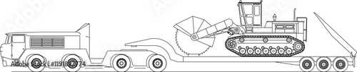 vector illustration sketch design of heavy equipment vehicle construction industry for loading large vehicles