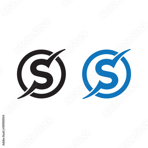 Dual Circular Logos Featuring Letter S with Checkmark Symbolizing Verification and Progress