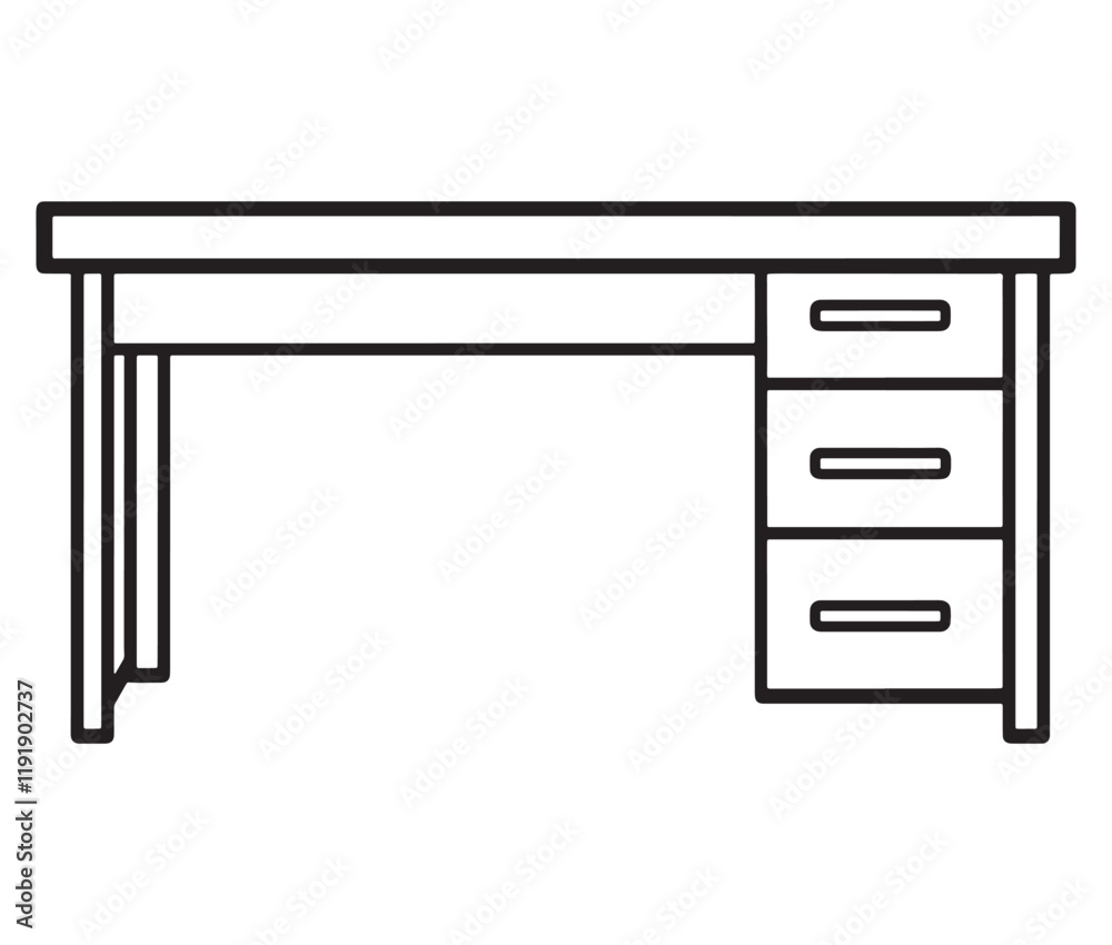 Vector illustration of desk, Office desk with laptop Vector illustration of desk, Office desk with laptop
