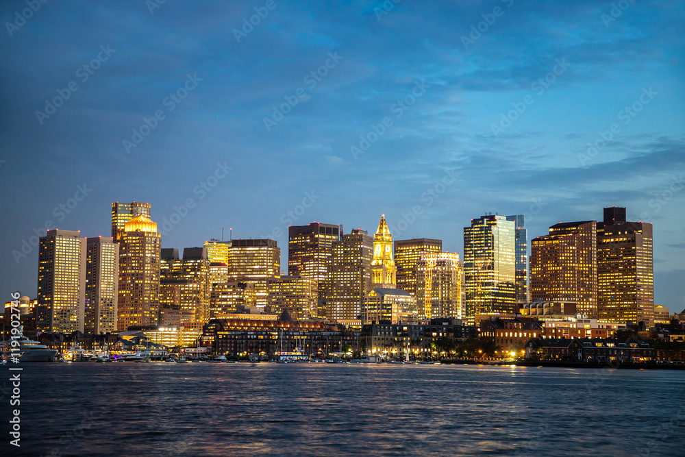 Fototapeta premium Boston cityscape at night