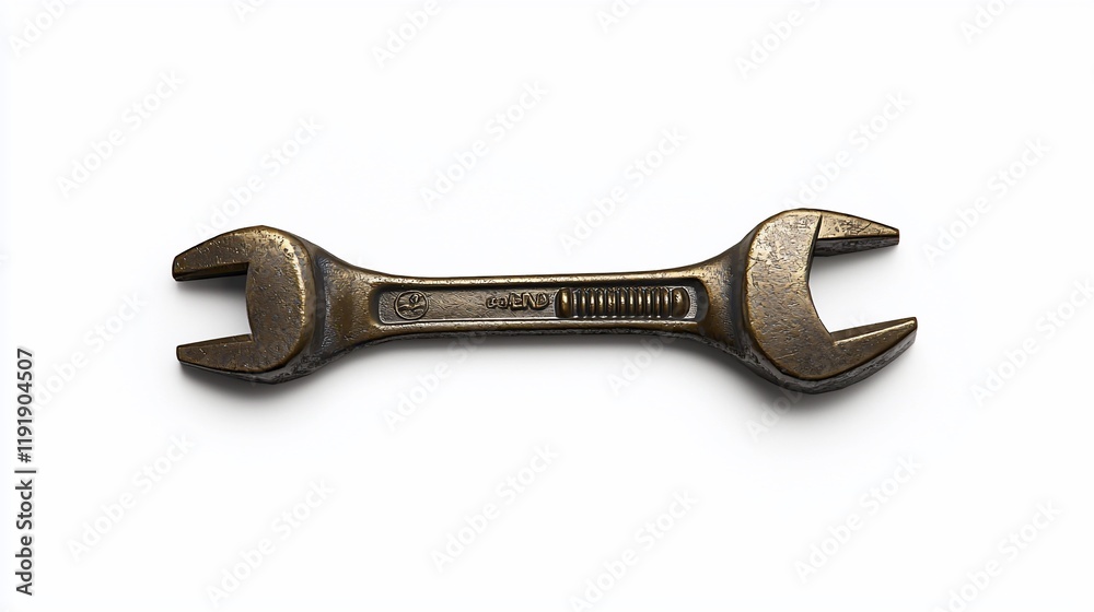 Old bronze wrench isolated on white background. Old bronze wrench isolated on white background.