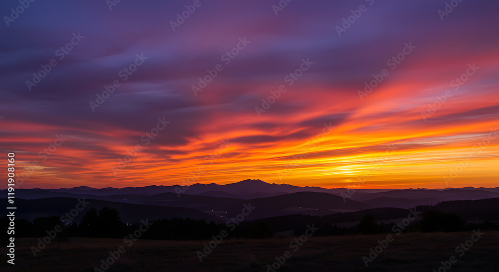 stunning summer sunset showcases brilliant oranges transitioning into rich purples, creating a radiant horizon glow. stunning summer sunset showcases brilliant oranges transitioning into rich purples, creating a radiant horizon glow.