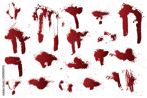 Ink gradient red blood vector grunge texture background set