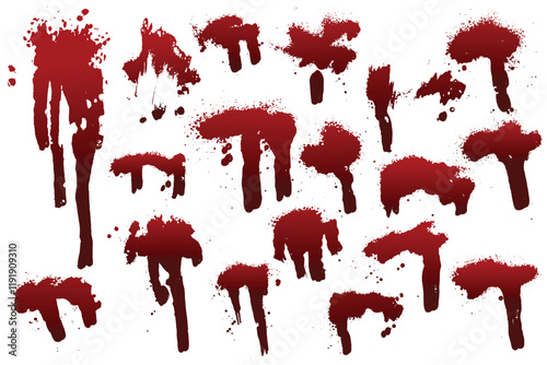Horror splatter set of gradient red bloodstain background
