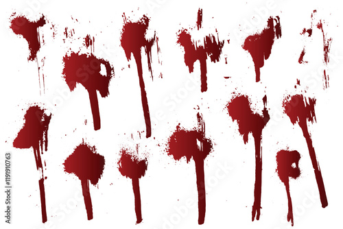 Red paint ink blood background. Blood splatter isolated background set