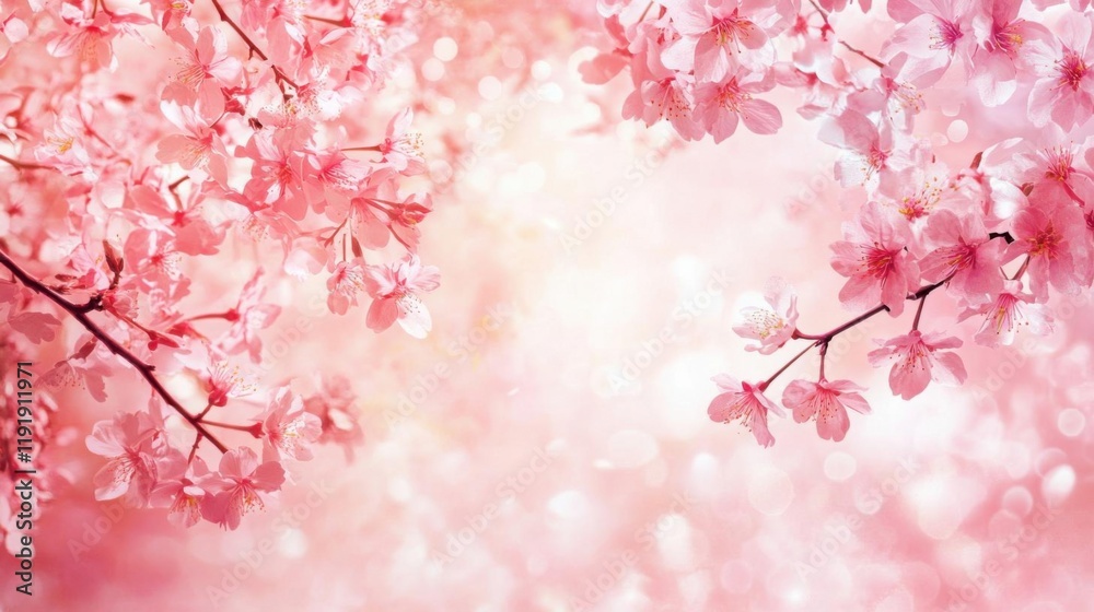 Fototapeta premium Magical Pink Wonderland: Whimsical Forest with Glowing Trees and Floating Lanterns