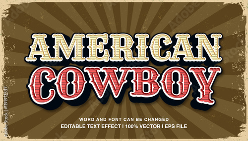 editable text effect american cowboy vintage style