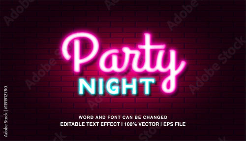 editable party night neon light typeface